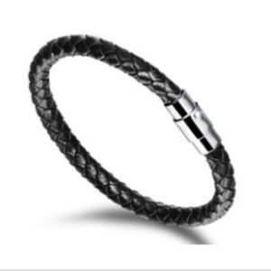 COPY - Braided Leather, Steel Magnetic Clasp Blk …